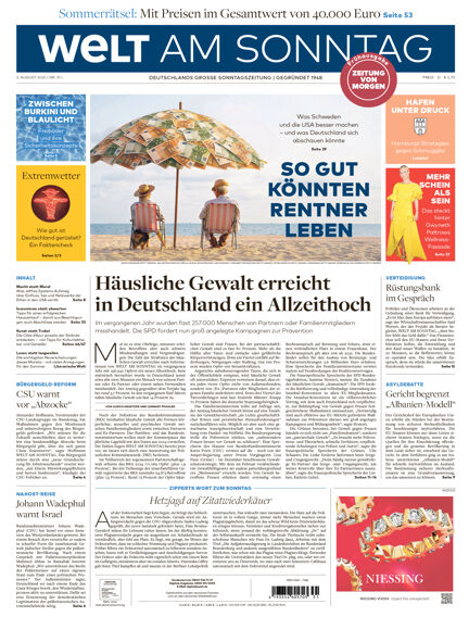 WELT AM SONNTAG Frühausgabe Samstag